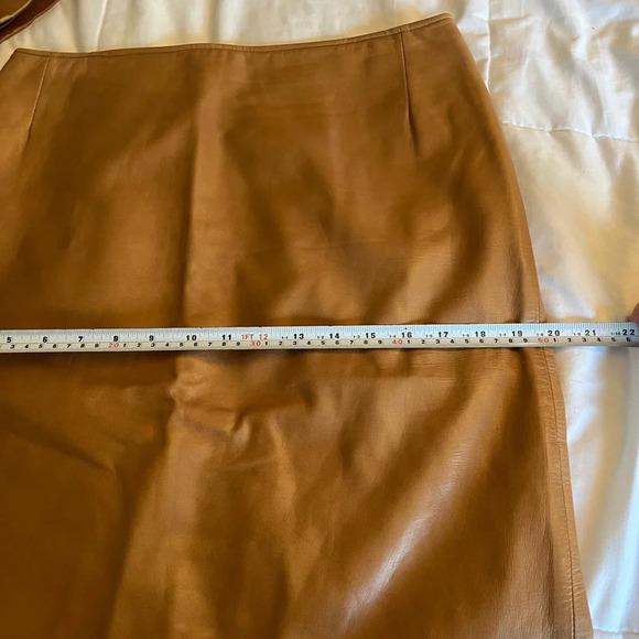 Vintage 1980's Leather Skirt and Jacket Set  Size 12 Jacket Sz 10 Skirt. Camel - Picture 13 of 17
